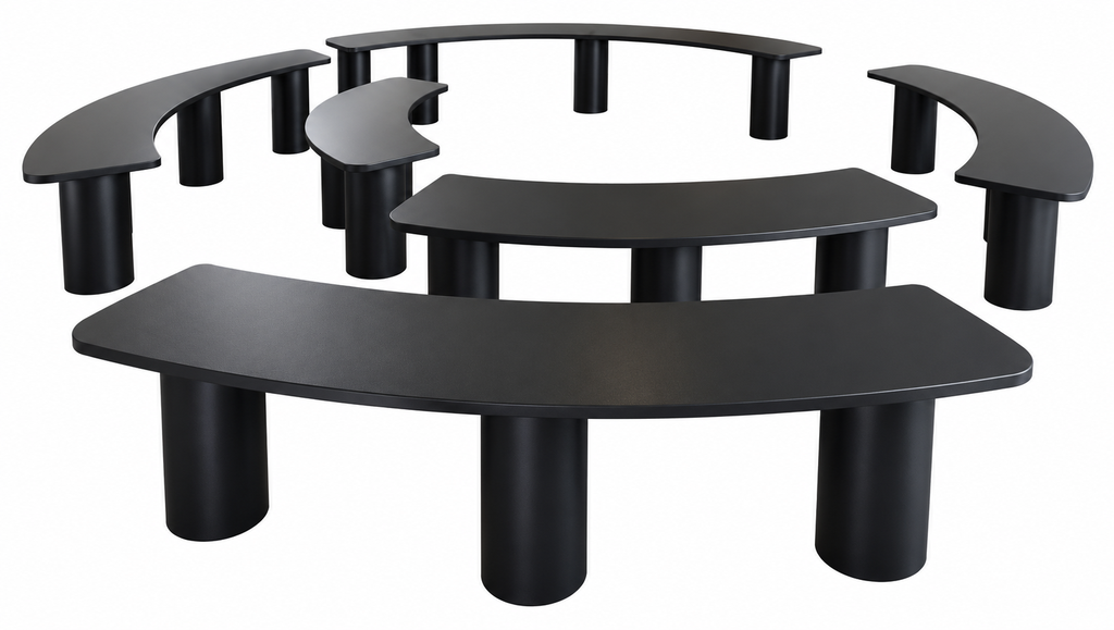ENSEMBLE BANCS CIRCULAIRES NOIR